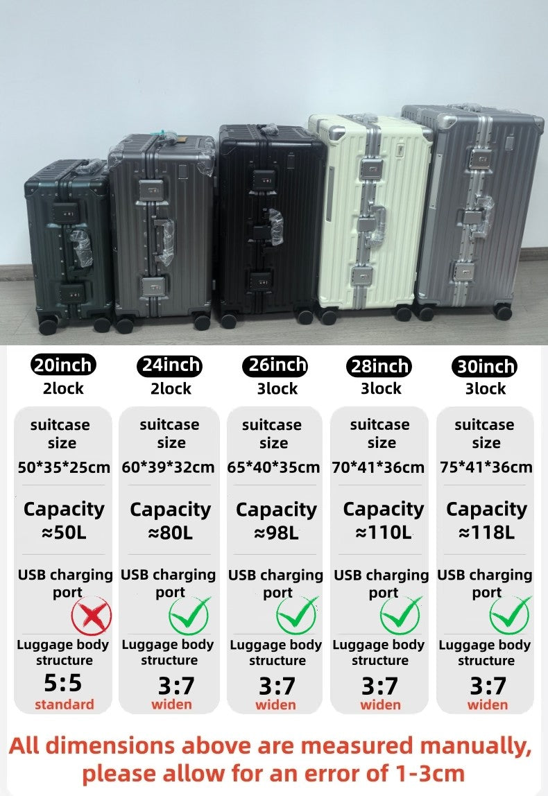 Mala de Viagem de Luxo de Alta Qualidade Aprimorada Material PC Espesso Bagagem de Rodinhas Moldura de Alumínio 20/24/26/28/30 polegadas Sacolas de Viagem
