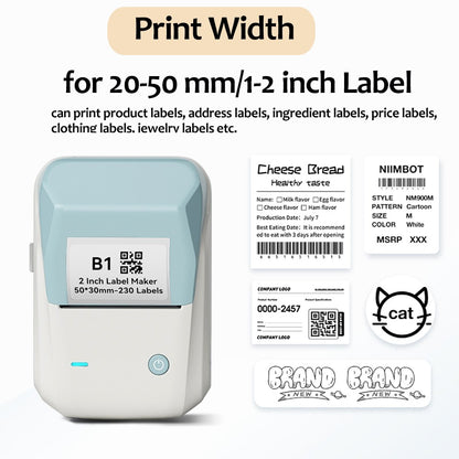 Portable Niimbot B1 Wireless Label Maker Adhesive Sticker Printer Labeling Machine DIY 20-50mm Labels for Office Home