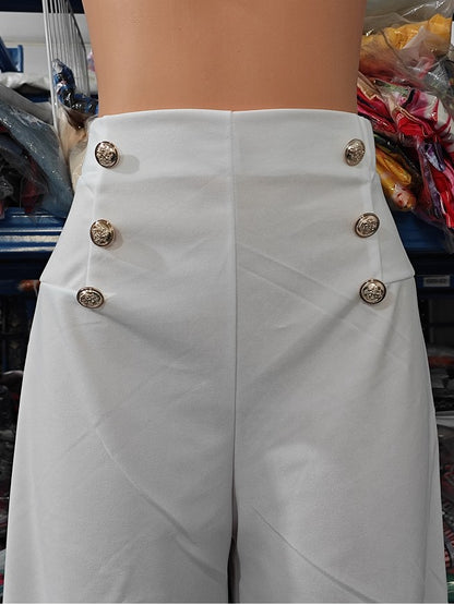 Elegant High Waist Wide Leg Bootcut Pants 2023 Summer European & American Fashion Simple Women's Flared Trousers