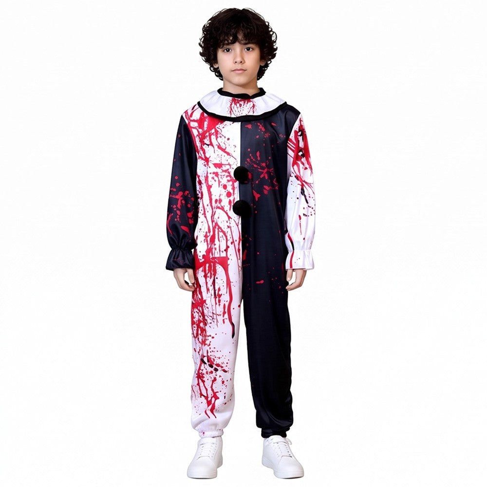 Halloween Blood Stained Broken Soul Clown Cossuit for Men and Women Black and White Splash Set Horror Movie Same Style