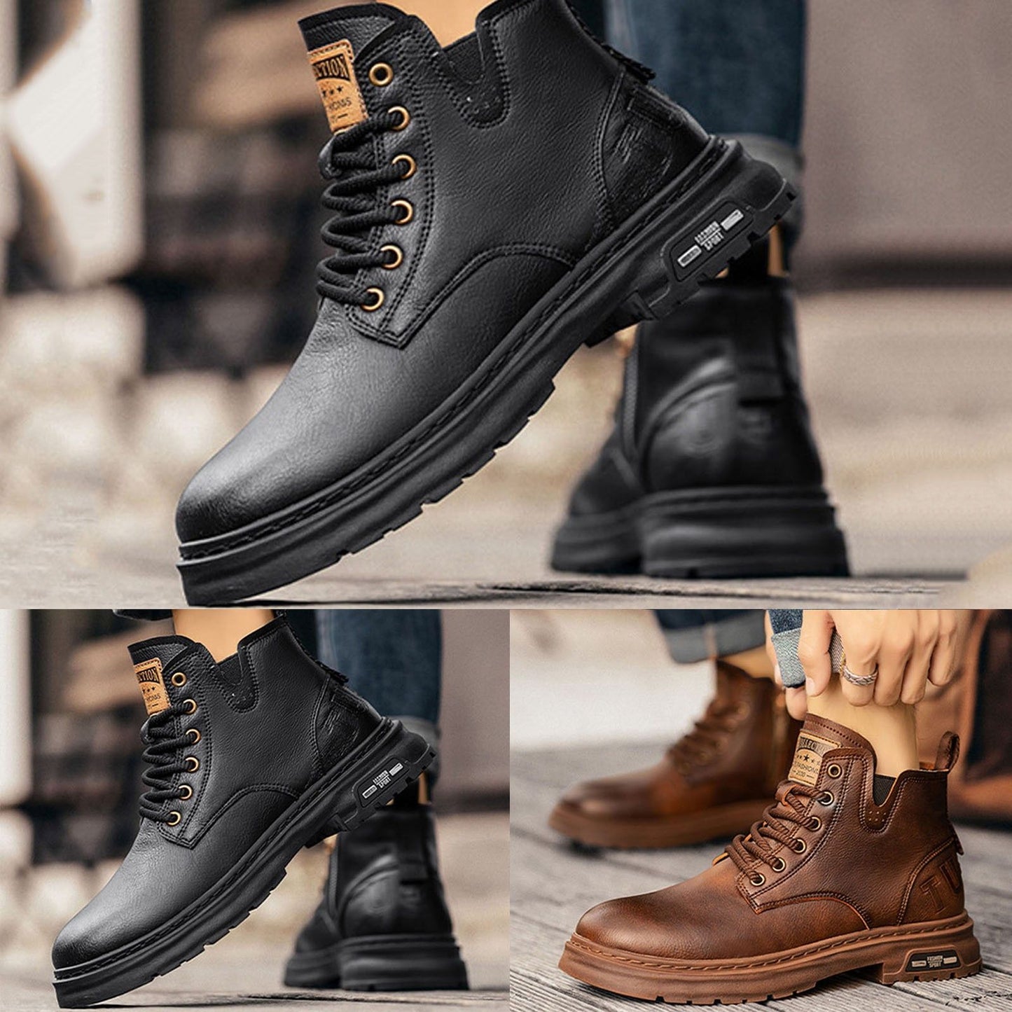 Boot Men'S Velvet Warm And Wear Thick Soled Classic And Fashionable Lace Up Ankle Boots Boots Men Wide Width Zapatos De Hombre