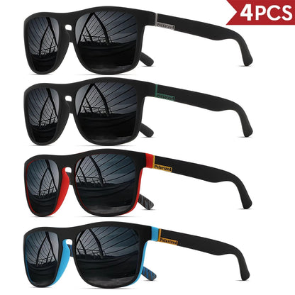 1-4PCS Men Classical Square Polarized Sports Sunglasses Lightweight PC Frame UV400 for Driving Fishing Cycling Unisex Durability