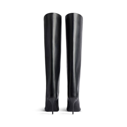 2024New Designer Slender High Heels Knee Length Women's Boots Fashion Walk Party Women's Large Mid Size Boots Autumn and Winter