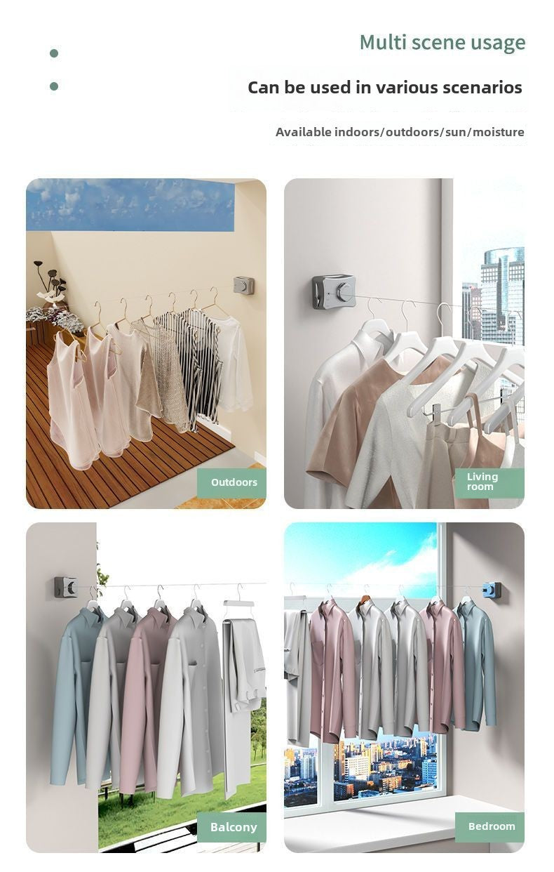 Invisible clothesline, indoor non perforated balcony, invisible retractable clothesline, bathroom clothesline, steel wire rope