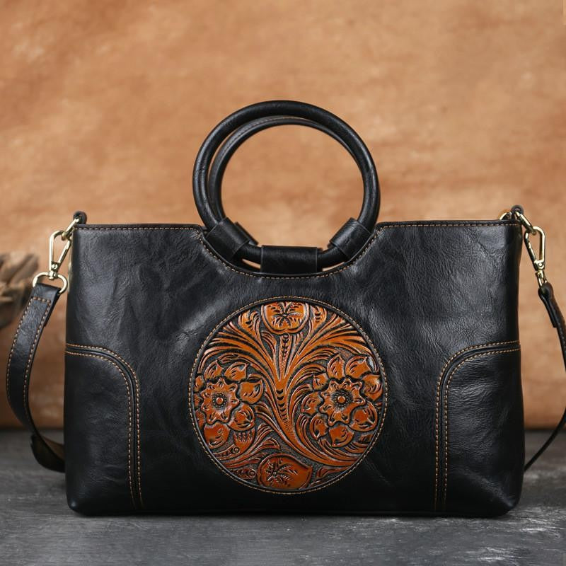 2025 New High Quality Leather Women Handbag Retro Handmade Embossed Shoulder Bag For Women Large Capacity Female Messenger Bags