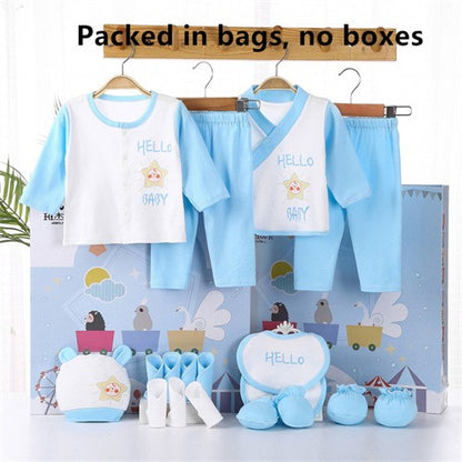Lawadka 18piece/lot Newborn Baby Clothes For Girls Boys Sets 100% Cotton Infant Spring Autumn Soft Boy Clothing New born Hat Bib