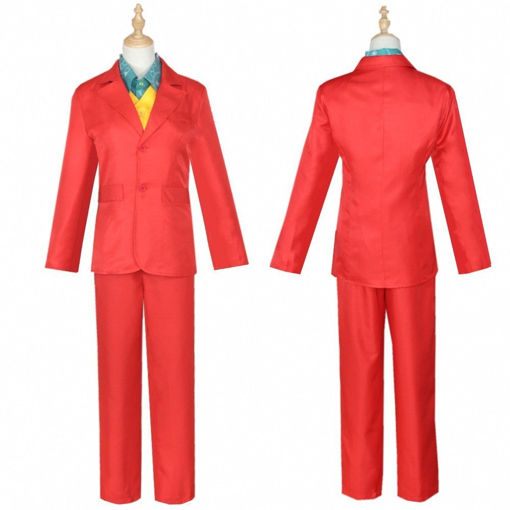 Joker Cosplay Costume Set - Joaquin Phoenix Arthur Fleck Clown Red Dipped Outfit with Green Wig - Personalized Uniform Ensemble