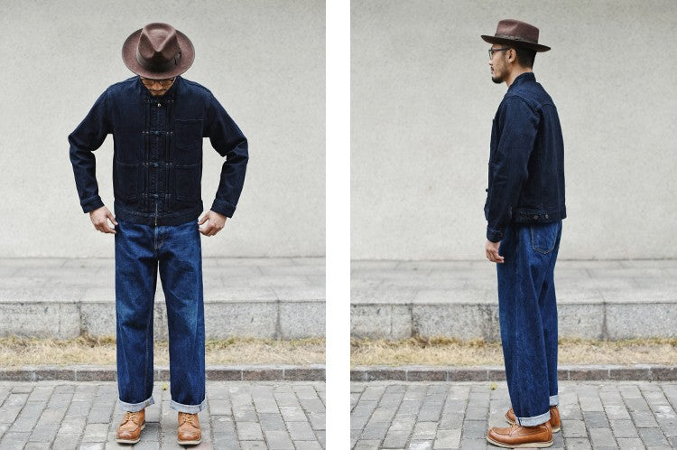 Sauce Zhan Mens Jacket Indigo Selvedge Denim Jacket Jean Jacket Men Vintage Chinese Style Knot Button Loose Fit