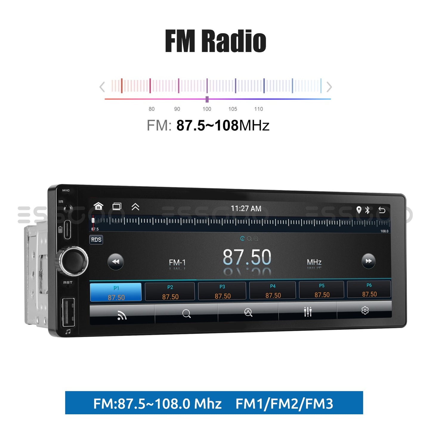 ESSGOO 1Din IPS 6.86 Inch Wireless Carplay Android Auto Car Radio Multimedia Video MP5 Player Touch Screen Universal Stere