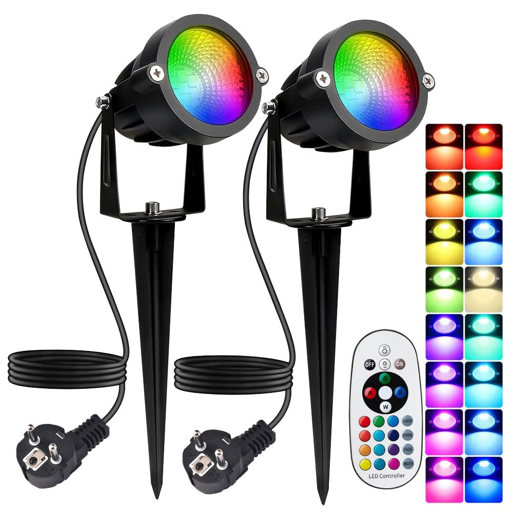 10W RGBW Outdoor Spot Light with Remote Control LED Spike Light Waterproof 110V 220V Landscape Spotlight for Garden,Lawn,Path