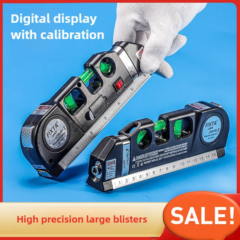 Kit Profissional de Nível a Laser - Linha Cruzada Infravermelha e Ângulo Reto Resistente a Impactos - Ferramenta de Nivelamento de Alta Precisão com Trena