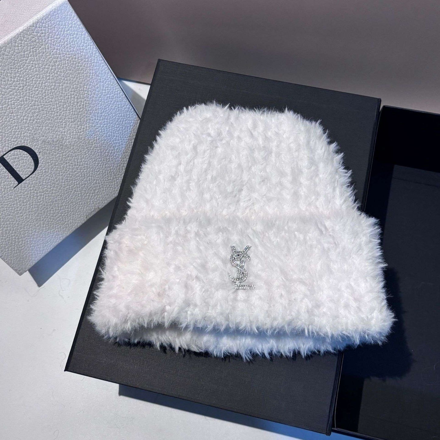 Soft Warm Slouchy Beanie for Women Outdoor Winter Hat with Ear Flaps Fashion Stretchable Skull Cap Face Slimming