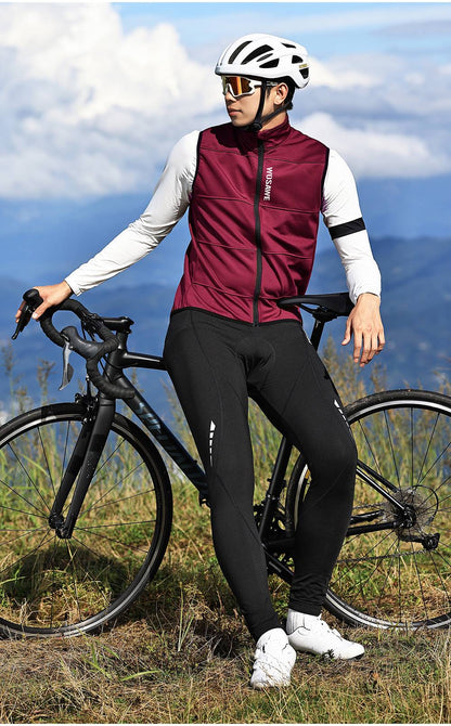 WOSAWE Cycling Jersey Set Winter Spring Vest Pants Sleeveless MTB Bicycle Clothing Warm Bike Jackets Thermal Fleece Suit