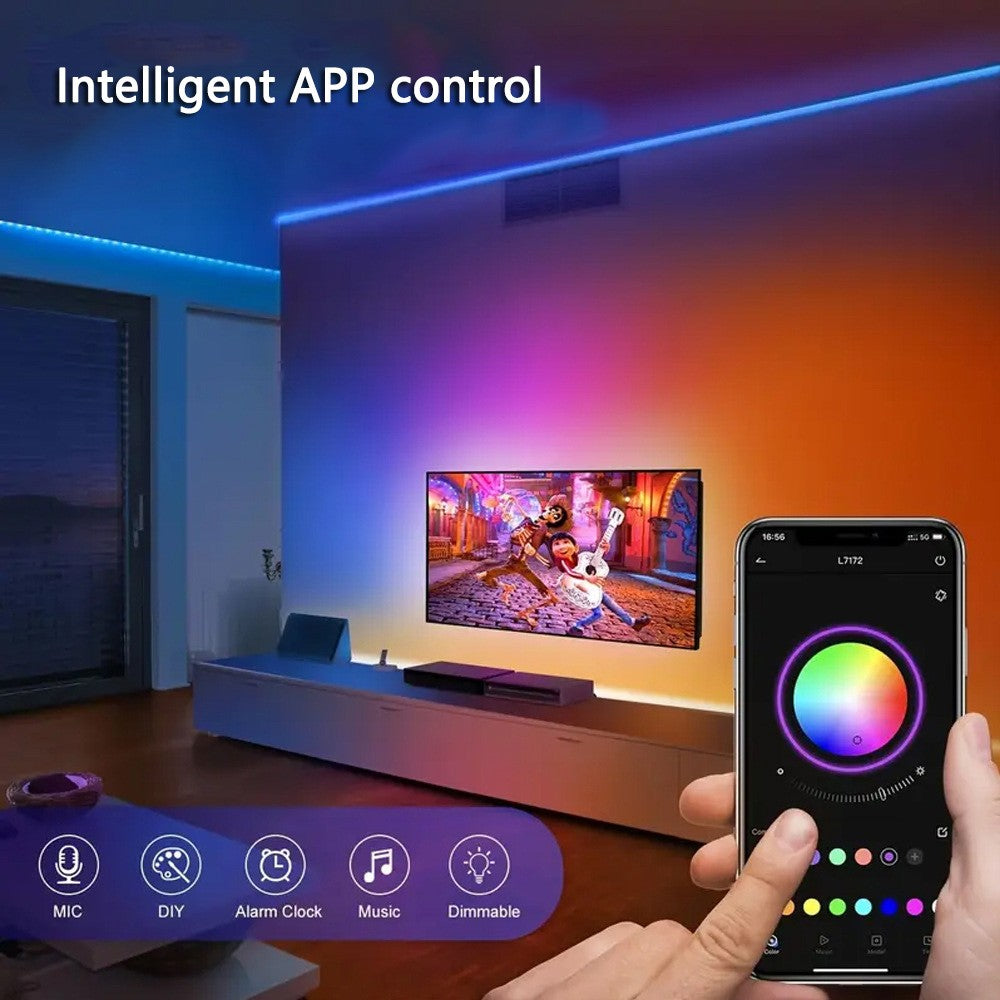 Motorcycle LED Strip Lights 5050 RGB Bluetooth APP Remote Control USB Christmas Decorative Lights for Motorcycle Room Decor
