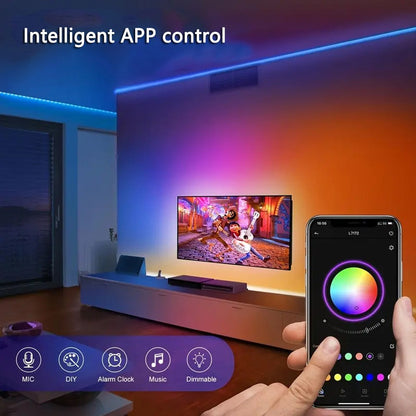 Motorcycle LED Strip Lights 5050 RGB Bluetooth APP Remote Control USB Christmas Decorative Lights for Motorcycle Room Decor