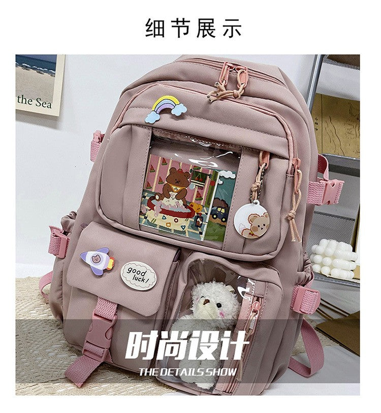 Mochila Feminina Fofa Desenho Animado Moda Adolescente Estudante Mochila Escolar Adorável Bolsa Feminina Mochila Escolar Versátil para Meninas
