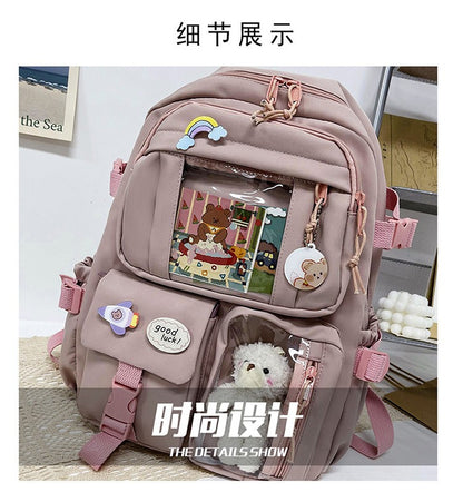 Mochila Feminina Fofa Desenho Animado Moda Adolescente Estudante Mochila Escolar Adorável Bolsa Feminina Mochila Escolar Versátil para Meninas