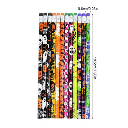 12/24Pcs Skull Goost HB Writing Pencils Stationery Gift for Halloween Party Favors Goodie Bag Fillers Trick or Treat Supplies