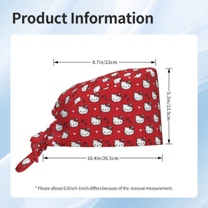 Touca Cirúrgica Personalizada Hello Kitty Equipe Médica Feminino Masculino Desenho Animado Personagem Para Chapéu de Chef Touca de Esfoliação