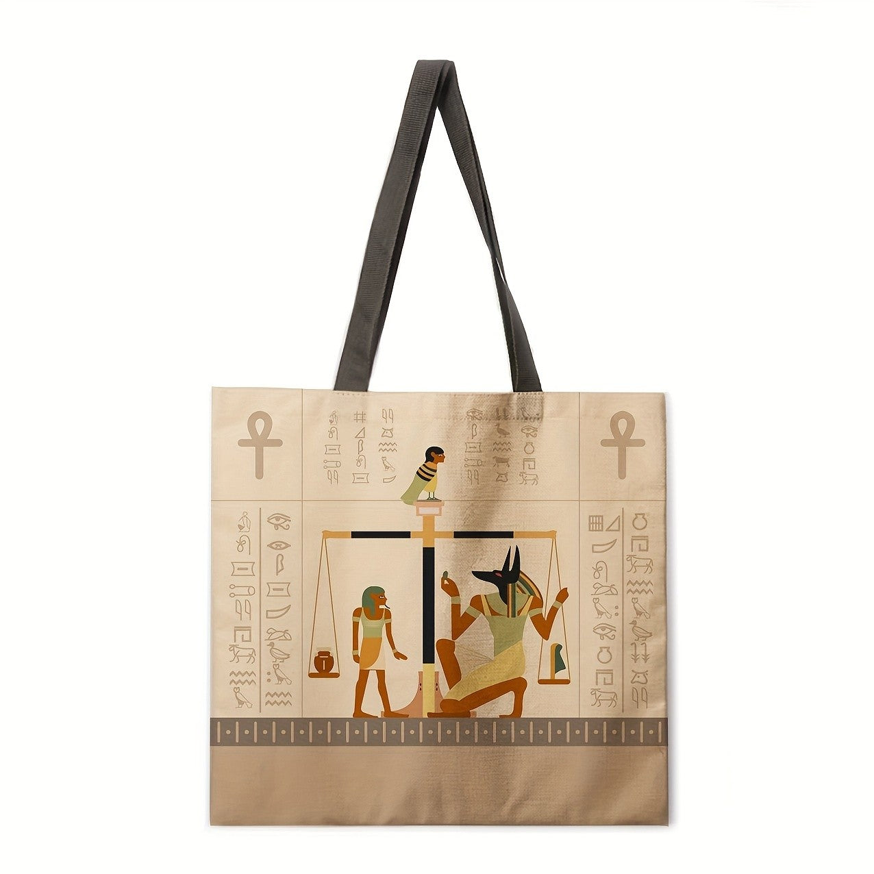 Egyptian Art Print Linen Tote Bag  Foldable Shoulder Handbag for Beac Casual Shopping Bag Daily Handbag Multi-functional