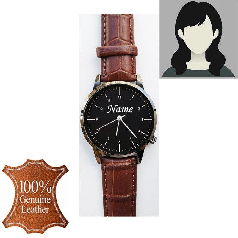 Free Personalized Engrave with Your Name Logo Text Men's Women's Mesh 3 ATM Water Resistant Wristwatch Customized Wrist Watch