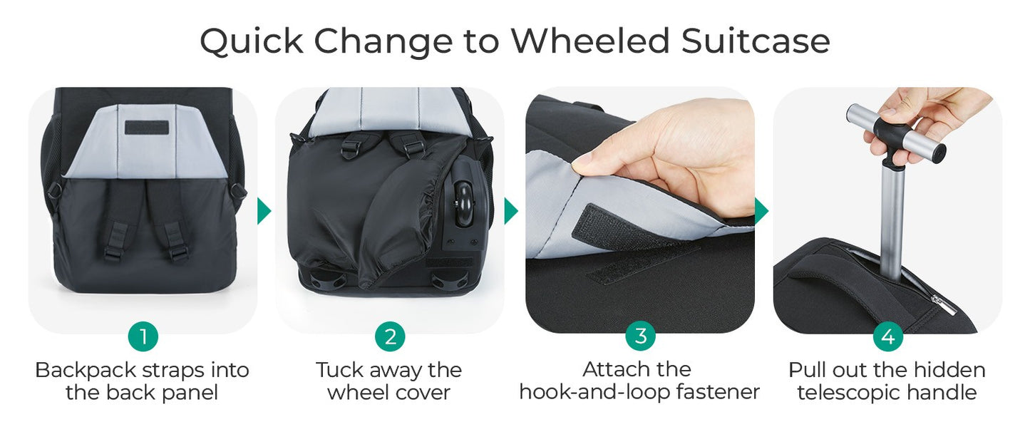 BAGSMART 17" Wheeled Laptop Backpack 40L Carry-On Water-Resistant Rolling Trolley Bag for Travel Work College Men Women