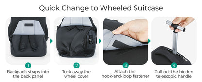 BAGSMART 17" Wheeled Laptop Backpack 40L Carry-On Water-Resistant Rolling Trolley Bag for Travel Work College Men Women