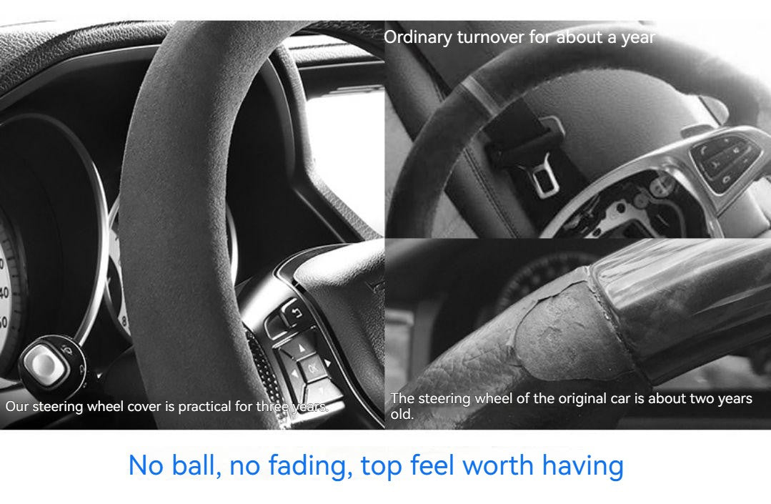 Suede Cover for All Seasons Auto Steering Wheel Cover Ultra-thin Non-slip D-shaped Round Breathable Car Steering Wheel Protector
