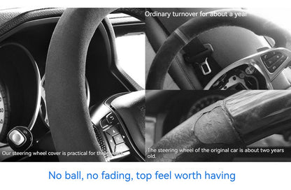 Suede Cover for All Seasons Auto Steering Wheel Cover Ultra-thin Non-slip D-shaped Round Breathable Car Steering Wheel Protector