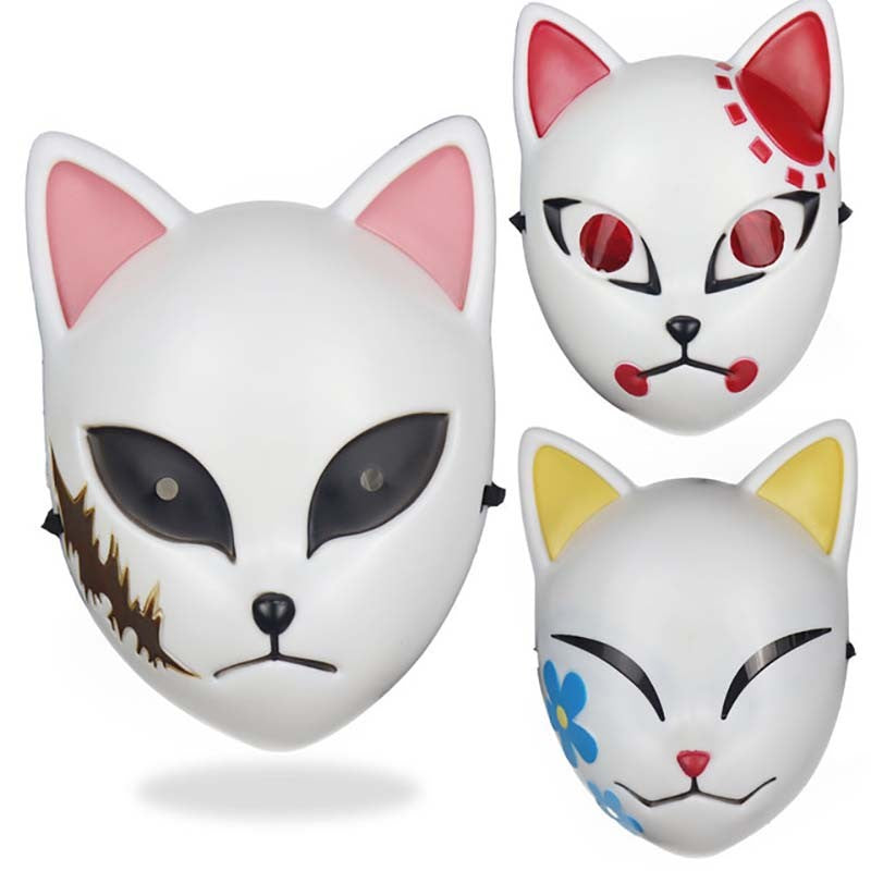 Glowing Demon Slayer Led Face Mask Anime Cosplay Prop Cat Face Fox Halloween Cold Light Flashing Mask Party Costume