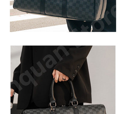 Men's Fashion Plaid Multifunctional Wear Resistant Waterproof Large Capacity Travel Business Luggage Bag Handbag Shoulder Bag
