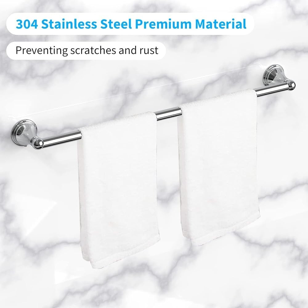 8 Pieces Stainless Steel Bathroom Accessories Set Polished Chrome Towel Bar Towel Ring Hook Rack Wall Mount Hardware