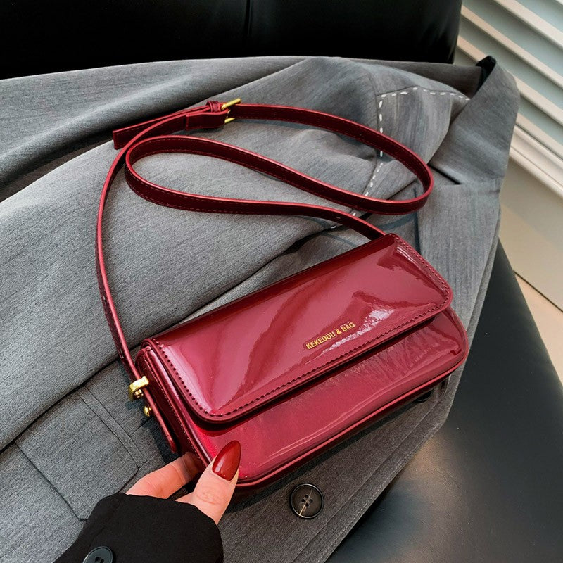 Solid color personalized women's bag Angola red classic style small bag light luxury texture shoulder bag