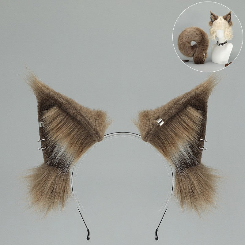 New Halloween Animal Squirrel Ears Headband Night Club Cosplay Tail Party Costume Simulation Cute Dog Tail Set