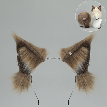 New Halloween Animal Squirrel Ears Headband Night Club Cosplay Tail Party Costume Simulation Cute Dog Tail Set