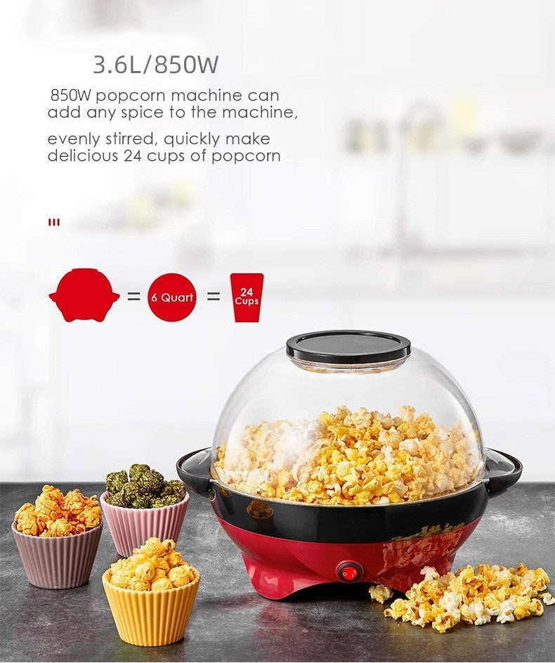 Máquina de pipoca elétrica doméstica 850W máquina de pipoca quente automática pipoqueira caseira DIY Popcorn Movie Snack Sonifer Popper