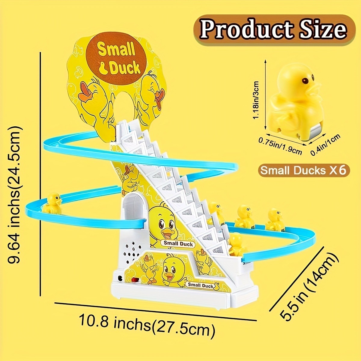 Brinquedo Ducky Escalada de Escadas com Luzes e Música, Pista de Deslize para Crianças, Brinquedo de Pista Divertido e Fofo, Perfeito para Presentes de Aniversário