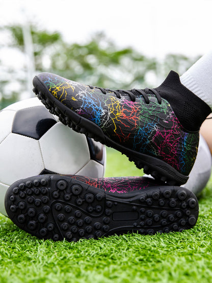 Professional High-Top Soccer Shoes for Men, Tf, Broken Nails (Referring to Cleats), Short Nails (Referring to Studs), Artificial Turf Training, Breathable, Anti-Slip