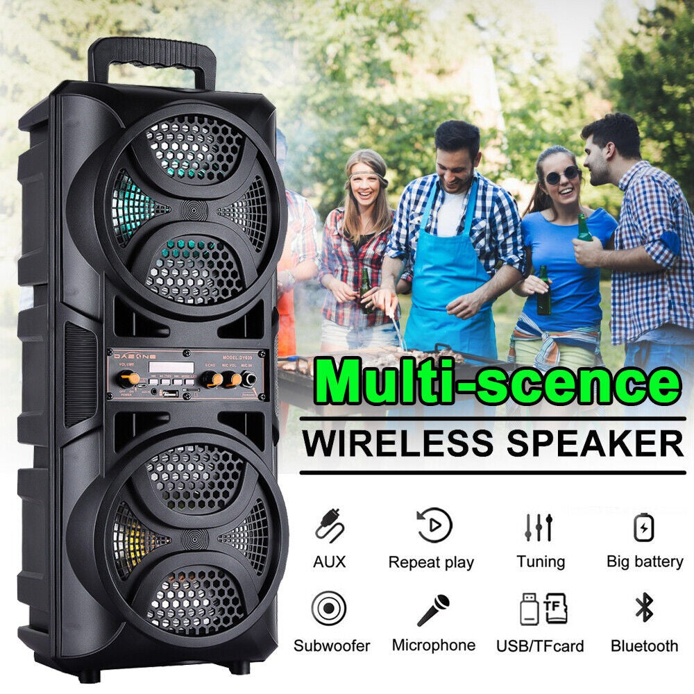 Alto-falante Bluetooth Portátil 3000W Subwoofer Graves Potentes Sistema de Som Festa DJ Karaokê Controle Remoto e Microfone