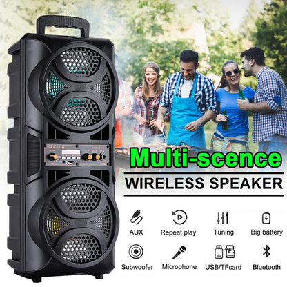 Alto-falante Bluetooth Portátil 3000W Subwoofer Graves Potentes Sistema de Som Festa DJ Karaokê Controle Remoto e Microfone