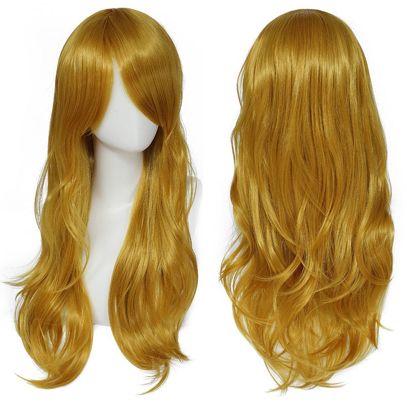 Peruca Cosplay Anime Versátil Multicolorida Cabelo Longo Cacheado com Cabelo Levemente Cacheado Peruca de Fibra Sintética