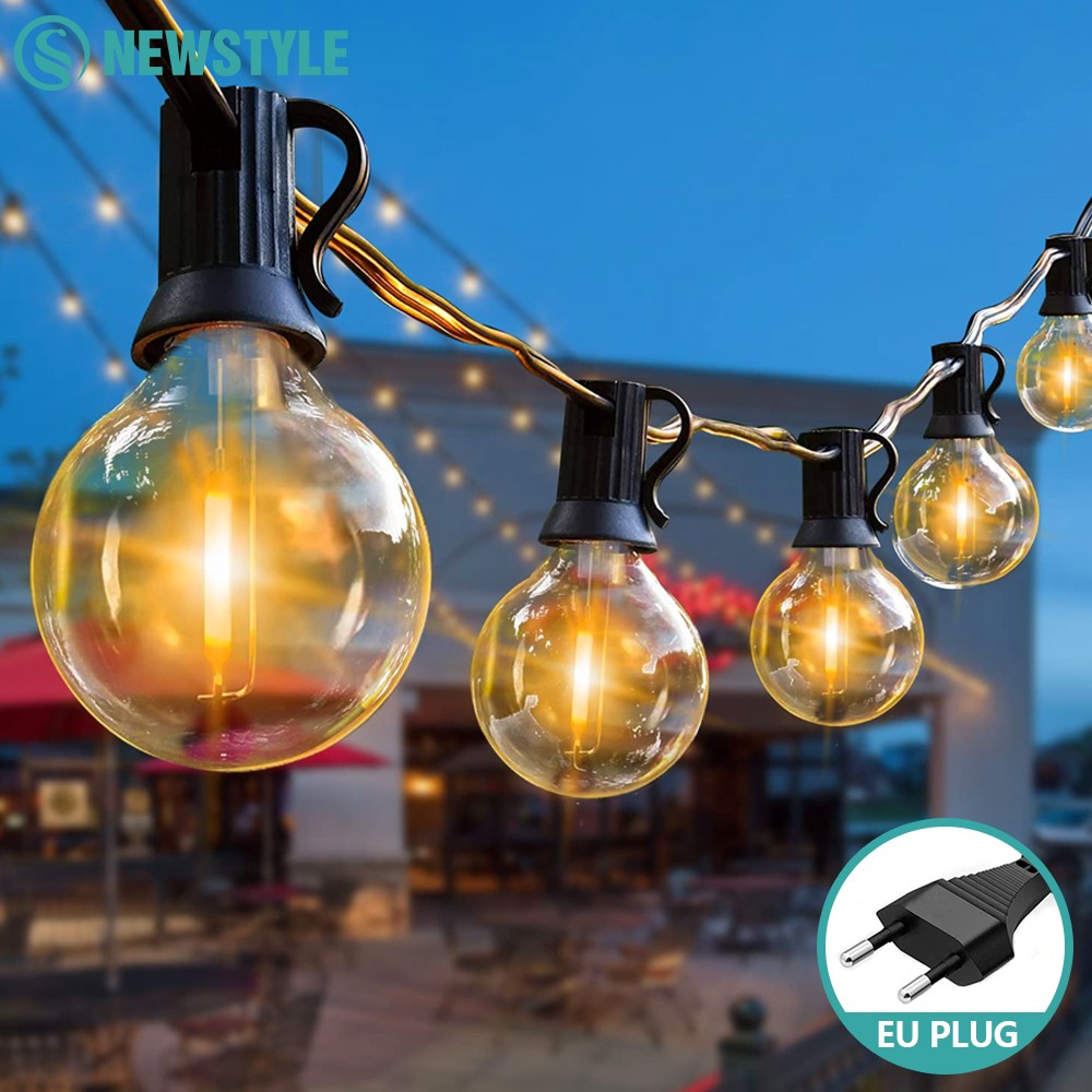 Outdoor LED Waterproof G40 String Light EU Plug Shatterproof Light Bulb Garden Fairy String Lights for Patio Festoon Party Decor
