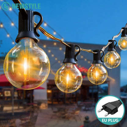 Outdoor LED Waterproof G40 String Light EU Plug Shatterproof Light Bulb Garden Fairy String Lights for Patio Festoon Party Decor
