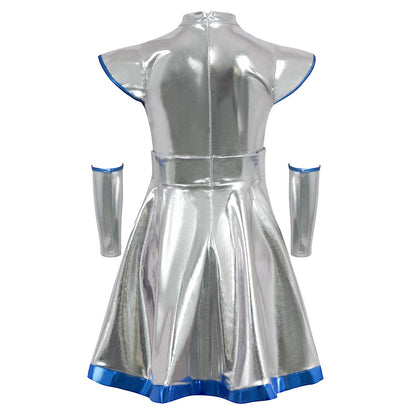 Cyber Alien Laser Reflective Alien Cosplay Dress, Adult and Children's Party Outfit, Including Tentacle Headpiece