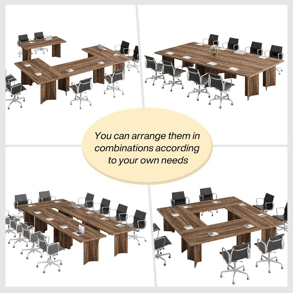 5.5FT Conference Table, 63-inch Rectangle Meeting Seminar Table, Large Wooden Business Tables for 4-6 People, Heavy Duty Pedest