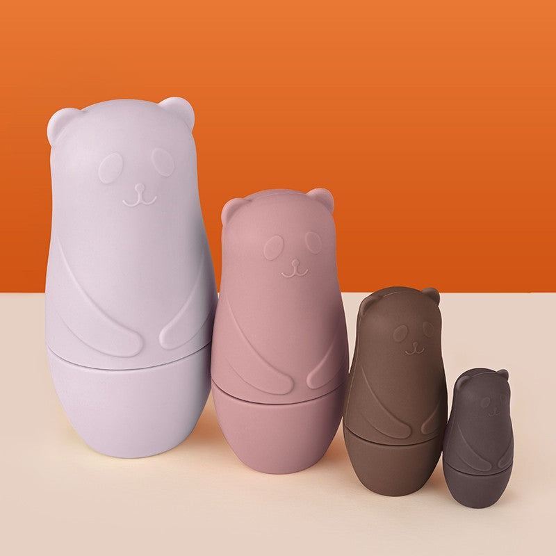 Brinquedo de empilhamento de silicone Matryoshka bonecas russas para bebês brinquedos de boneca dentro de boneca de empilhamento de silicone para interação
