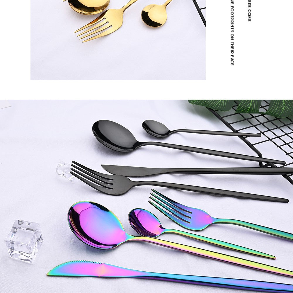6Pcs/Set Teaspoon Stainless Steel Flatware Colorful Cake Fruit Spoons Dessert Small Coffee Spoon Snack Kitchen Dinnerware Tools