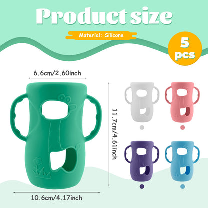 5Pcs Baby Feeding Bottle Protective Cover Silicone Baby Bottle Holder Anti Breakage Glass Bottle Silicone Sleeve for Boys Girls