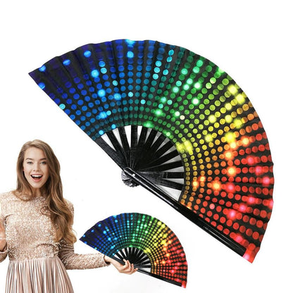 Rainbow Fan Rainbow Rave Hand Fan Rainbow Hand Held Folding Fan Chinese and Japanese Handheld Fan Dancing Fan Fold Hand Fan