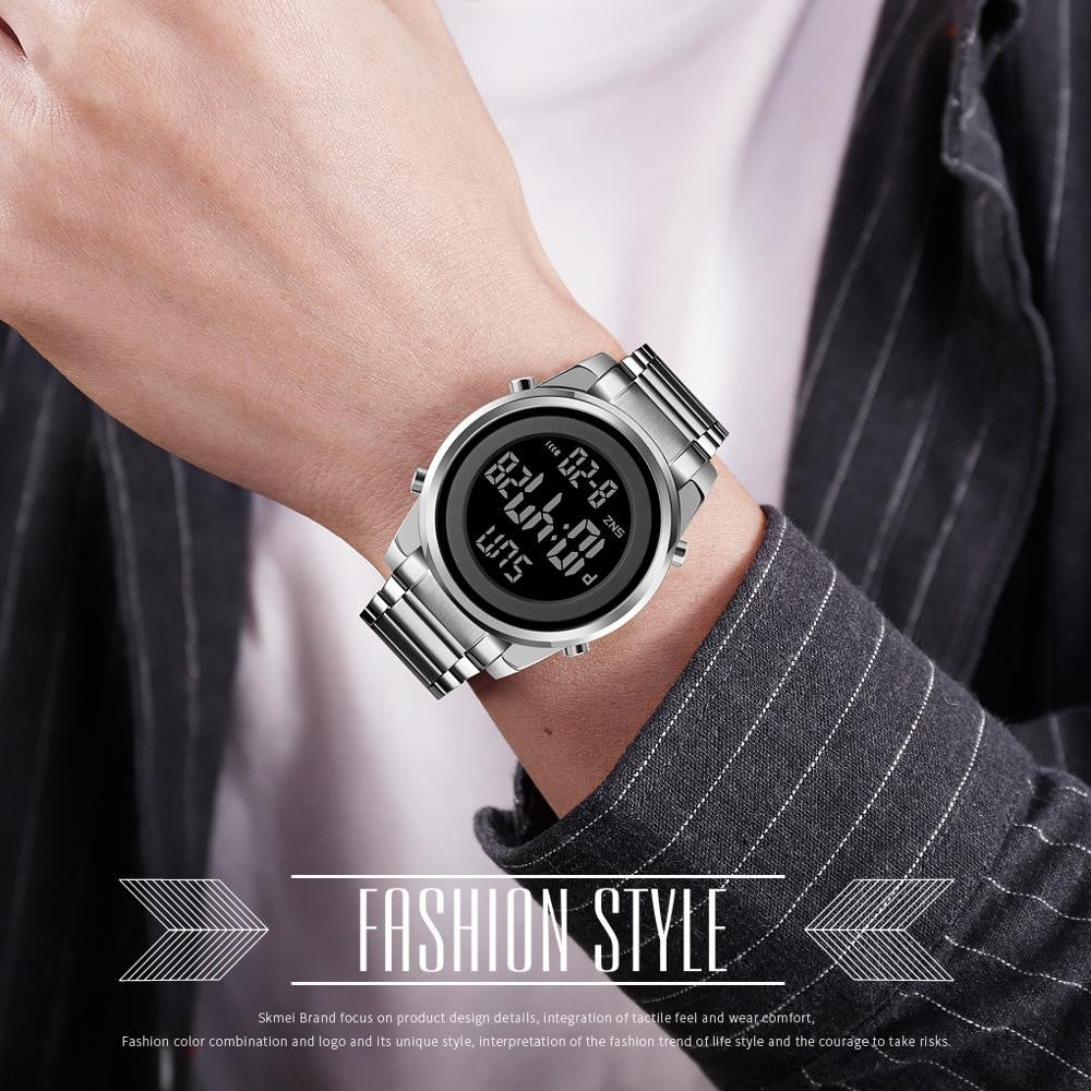 SKMEI Luxury Waterproof Watch for Men Stainless Steel Electronic Sports Digital Mens Wristwatches Man Clock Reloj Masculino 1611